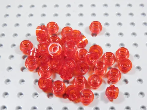 LEGO Lot of 40 Trans Red Round 1x1 Plates BN