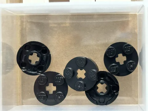 LEGO Parts - Black Plate, Round 2 x 2 with Axle Hole - No 4032 - QTY 5