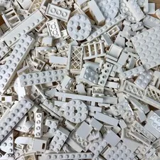 LEGO 15 Oz Bulk Lot Of White Bricks Assorted Specialty Pieces Circles Slopes