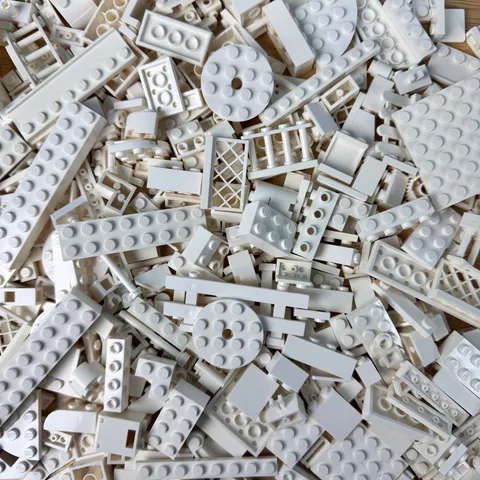LEGO 15 Oz Bulk Lot Of White Bricks Assorted Specialty Pieces Circles Slopes