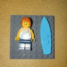 LEGO Minifigure Summer Vacationer ID Twn314 with Surfboard