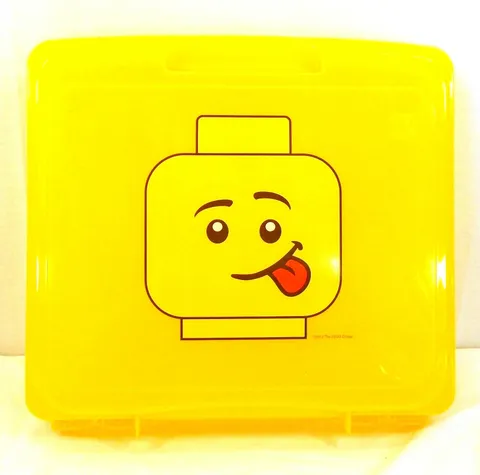 Lego Storage Project Case Suitcase Box Iris Tray Blue Tongue Out Face 12x13x3"