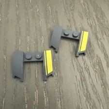 LEGO Wedge 3 x 4 x 0.7 with Cutout with Yellow stripes Sticker (11291) 2 Pieces