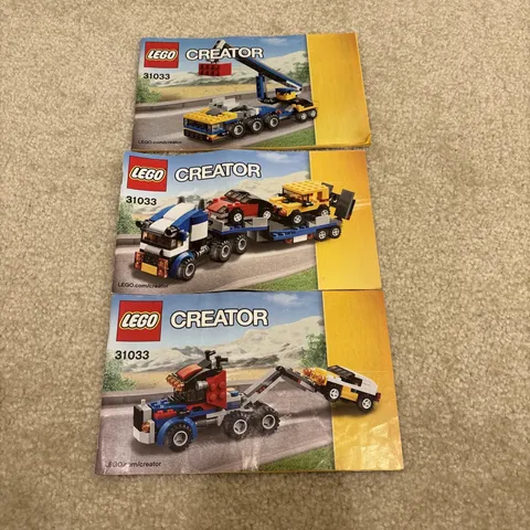 LEGO Creator 3 in 1 Building Set 31033 Vehicle Transporter Instruction Manuals