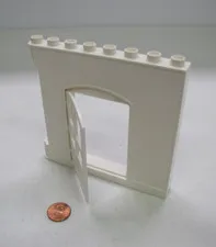 Lego Duplo Solid White Wall W/ White Door Opening 1X8X8 House Building Hinge