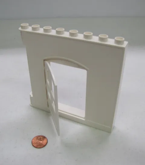 Lego Duplo Solid White Wall W/ White Door Opening 1X8X8 House Building Hinge