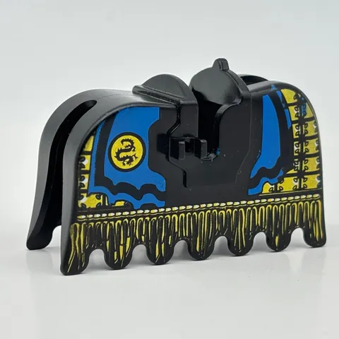 LEGO Castle Ninja Horse Barding Armor Blue Gold Ruffled Pattern Black 2490px1