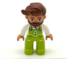 Lego Duplo RECYCLING MAN Green Overalls Garbage Refuse Recycle for Truck Beard
