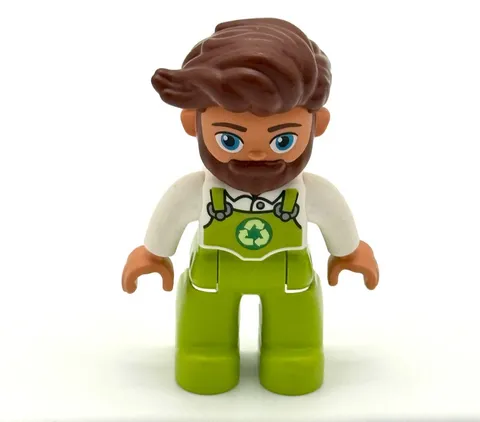 Lego Duplo RECYCLING MAN Green Overalls Garbage Refuse Recycle for Truck Beard