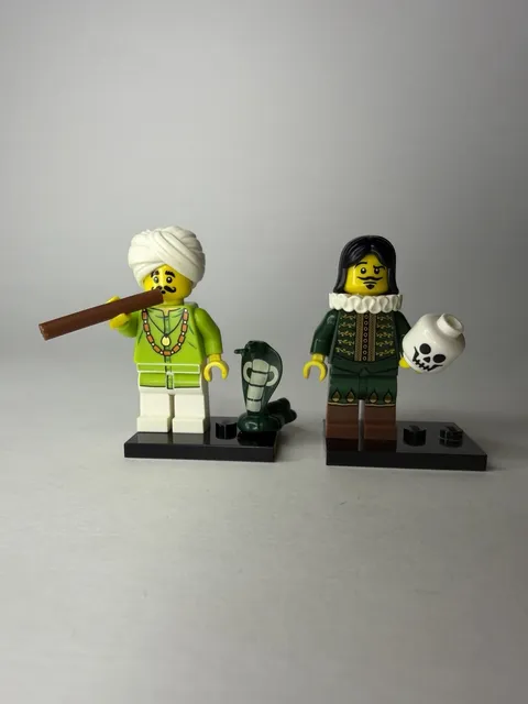 LEGO CMF Series Shakespeare Actor Thespian Snake Charmer Minifigure Bundle Lot