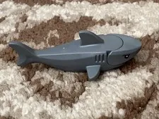 Lego City Light Bluish Gray Shark with Black Eyes,angry eyelids and White Pupils