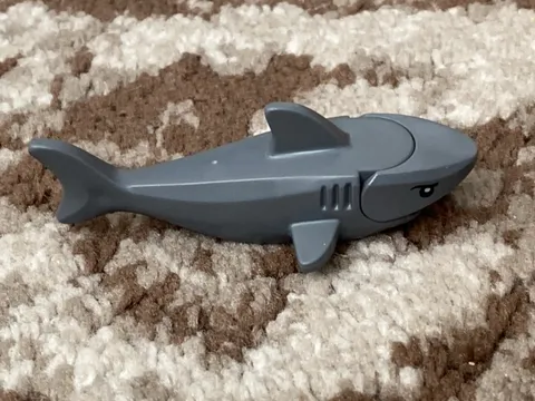 Lego City Light Bluish Gray Shark with Black Eyes,angry eyelids and White Pupils