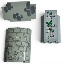 LEGO Castle Wall Panel Lot x3 87421 87421pb003 87421pb004 Light Gray