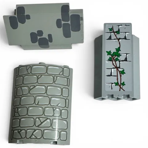 LEGO Castle Wall Panel Lot x3 87421 87421pb003 87421pb004 Light Gray