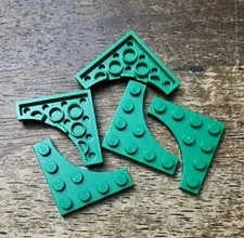 LEGO Green Plate, Modified 4 x 4 with 3 x 3 Curved Cutout. QTY 5. Part No. 35044