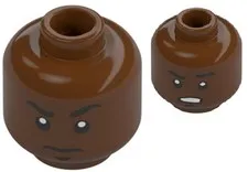 Lego NEW Star Wars FINN MINIFIG HEAD Reddish Brown Chin Dimple Stern/Scowl D226