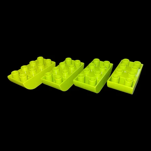 lot of 4 lime green Duplo blocks -  2X4 special blocks - combined ship(GRN46)