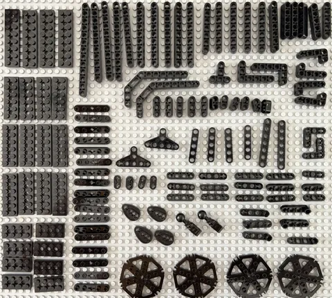 LEGO 125-piece Technic Black Plates, Lift arms, rotors parts FREE SHIPPING