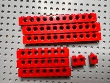 LEGO 3895 2730 32000 6541 Red Technic Brick 1x12 1x8 1x2 1x1 With Holes 8pcs