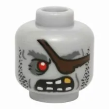 LEGO Minifigure, Head Alien Zombie Pirate with Red Eye, Dark Brown Eye Patch