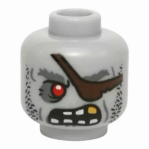 LEGO Minifigure, Head Alien Zombie Pirate with Red Eye, Dark Brown Eye Patch