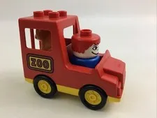Vintage Lego Duplo Red Zoo Truck Riding Vehicle Figure Animal Back Opens