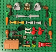 LEGO Medieval Castle Fantasy Accessories Lot ~ Crown, Swords, Food, Gold, Jewels