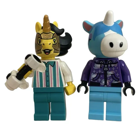 2 LEGO Minifigure Julian Blue Unicorn Purple Galaxy Hoodie Animal Crossing