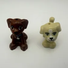 LEGO FRIENDS PUPS LOT OF 2 - Brown w/ brown eyes, tan w/ blue eyes - 2pcs