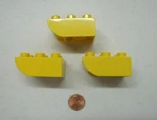 LEGO Duplo Block YELLOW 2x3 CURVED BOTTOM BRICK 3 Block Lot Building Castle