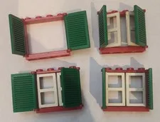 (4) LEGO Window Frames With Shutters 1x4x3