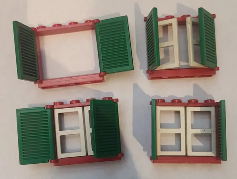 (4) LEGO Window Frames With Shutters 1x4x3
