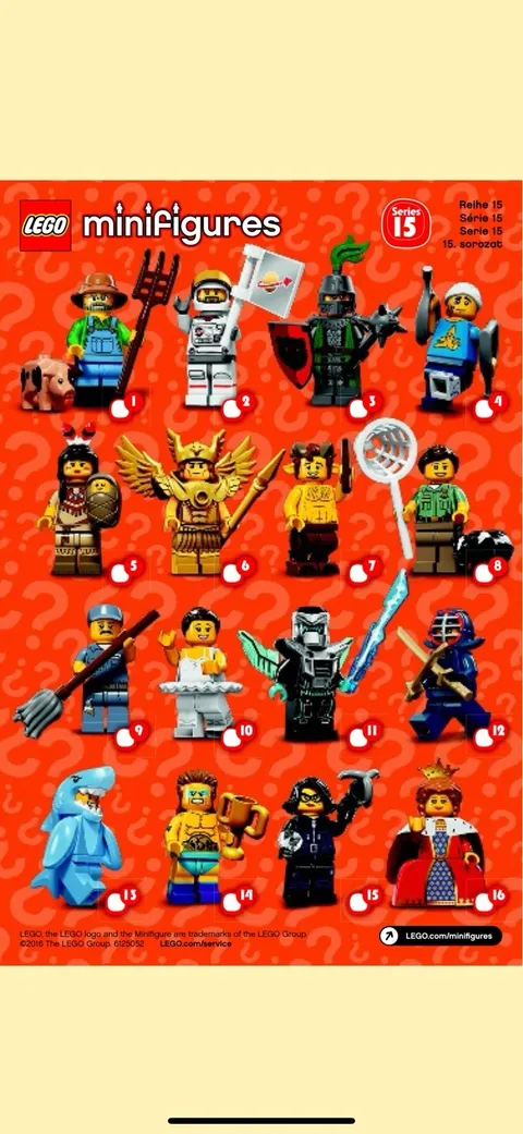LEGO Minifigures Series 15 Complete Set Of 16 71011 - NEW Factory Sealed
