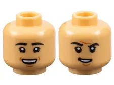 LEGO Warm Tan Minifigure, Head Dual Sided Male Black Eyebrows, Eyelashes, Dark O