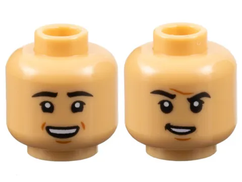LEGO Warm Tan Minifigure, Head Dual Sided Male Black Eyebrows, Eyelashes, Dark O
