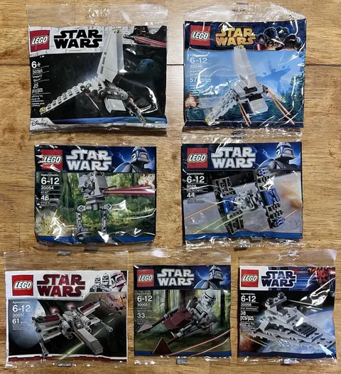 New LEGO Star Wars Polybag 7 Set Lot 30005 30051 30056 8028 30054 30388 30246