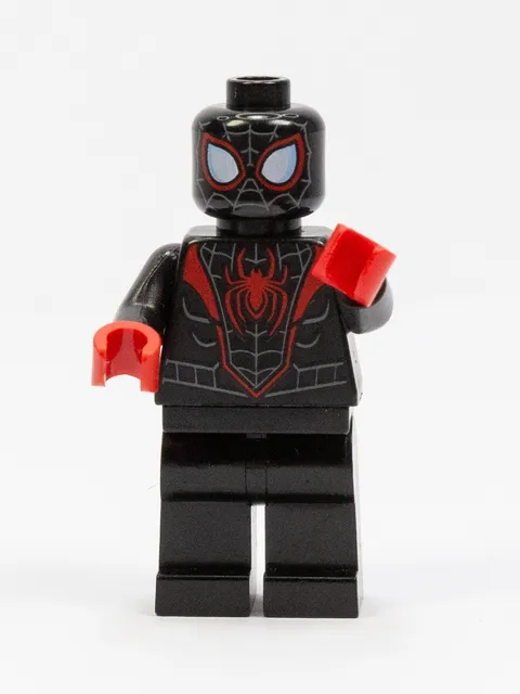 LEGO Marvel Spider-Man Miles Morales Black Suit Minifigure Red Hands Genuine Toy