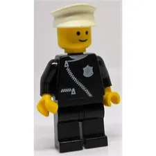 LEGO Vintage Police - Zipper with Badge, Black Legs, White Hat inv.572