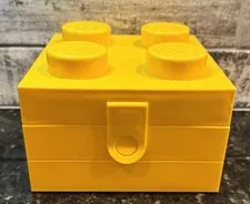 Official LEGO Brick Lunch Box Yellow Carry Case, Stackable Organizer No Handle