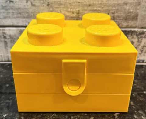 Official LEGO Brick Lunch Box Yellow Carry Case, Stackable Organizer No Handle