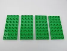 Lego Duplo Lot of 4 Green Base Plates 4 x 8 Pegs Studs (2.5" x 5")