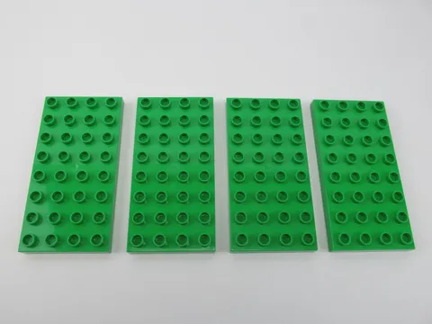 Lego Duplo Lot of 4 Green Base Plates 4 x 8 Pegs Studs (2.5" x 5")