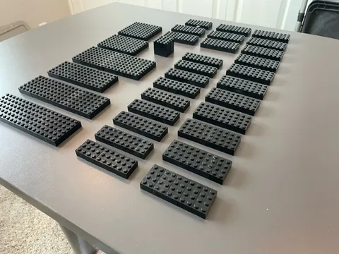 LEGO LOT OF 200 LARGE BLACK BRICKS 2X3 2X4 2X6 2X8 2X10