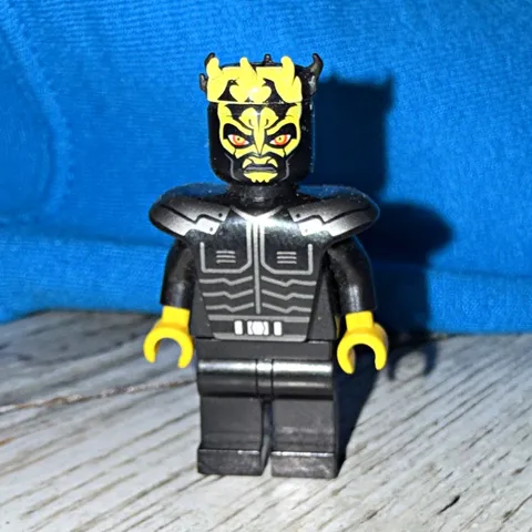LEGO Minifigure Black Outfit w/ Yellow Horned Face/Head, Yellow Hands (1 Figure)