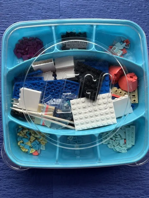 LEGO Dots Sectioned Blue Case Container with Lid & Random Assorted Pieces