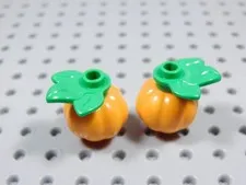 LEGO Lot of 2 Orange Pumpkin w/ Leaf Food Accessory Minifig BT