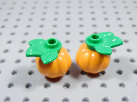 LEGO Lot of 2 Orange Pumpkin w/ Leaf Food Accessory Minifig BT