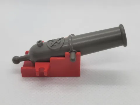 LEGO Pirate Ship Cannon Part Gray/Red Dark Gray Cannon on Red Base Plastic