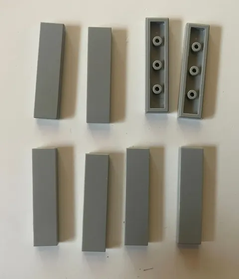 LEGO 1x4 LIGHT GRAY TILE Flat (8 pieces) #2431 Dots Building Blocks Parts
