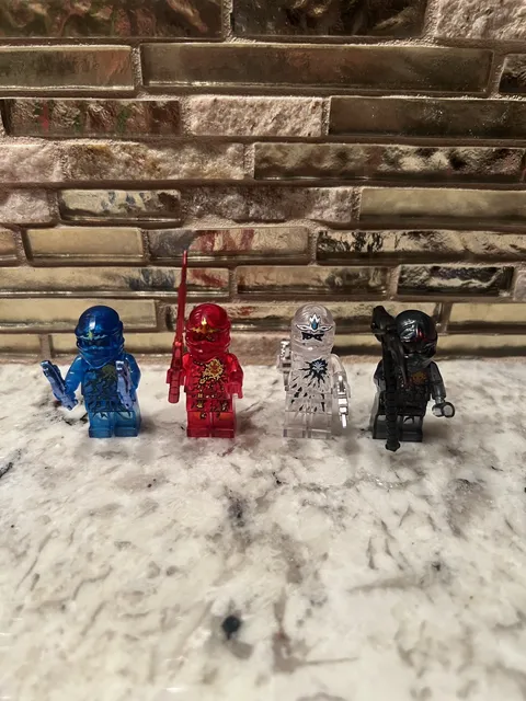 Lego Ninjago Custom Transparent NRG Figures With Weapons Jay Kai Cole Zane 🔥🔥
